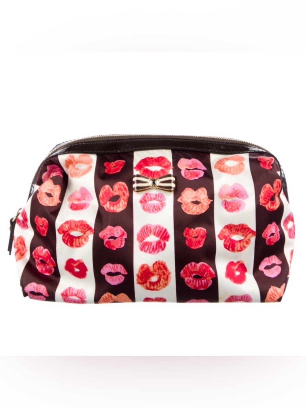 Henri Bendel Satin Kiss Print Cosmetic Pouch - Pink & Black